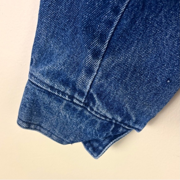 Vintage Retro 80’s Cotton V-Neck Pucker Shoulder V-Neck Snap Denim Jacket (L) - Picture 6 of 16